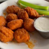 Crispy Breaded Boneless Wings · your choice of sauce, served with blue cheese & celery