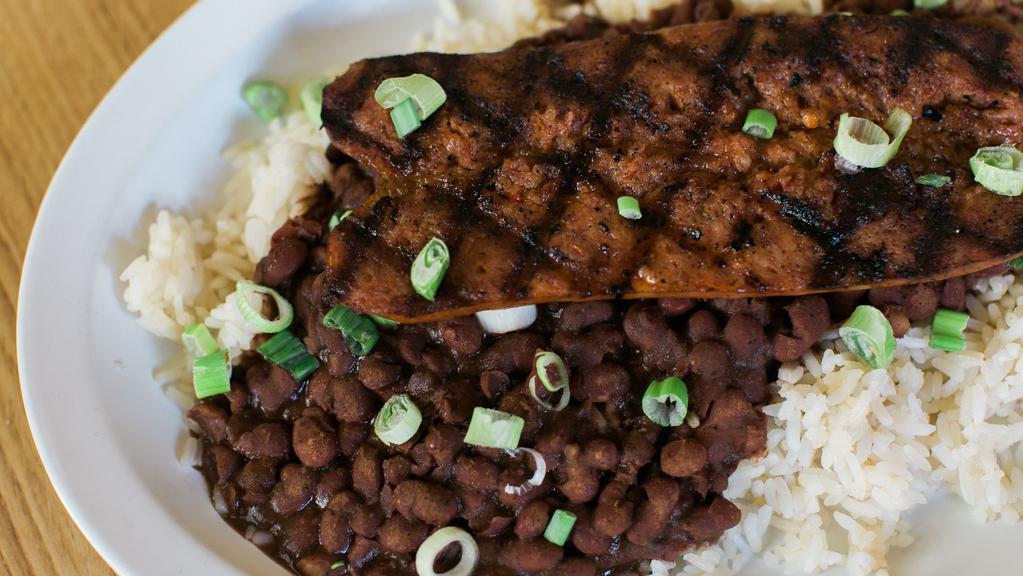 Beans With Rice & Spicy Sausage Or Chicken · 