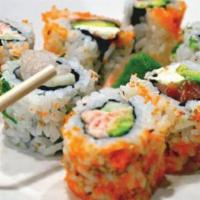 Lunch Sushi A · 4 pieces nigiri sushi and California roll.