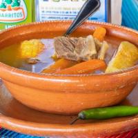 Caldo De Res Con Vegetales///Beef Soup · Beef soup with vegetables, rice, onions, cilantro, jalapenos, lime, and corn tortillas.