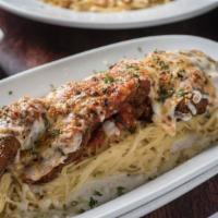 Chicken Parmesan	 · Breaded and fried chicken breast, served with angel hair pasta, alfredo, marinara, mozzarell...