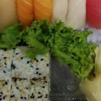 Sushi Dinner · Raw. Eight pieces of sushi and California roll chef’s choice.

Consuming raw or undercooked ...
