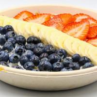 Pitaya Bowl · Pitaya almond milk, peanut butter, strawberry, blueberry, raspberry and banana topped with c...