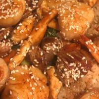 Hibachi House Special · Chicken, filet steak, jumbo shrimp & scallops