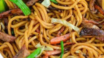 Roast Pork Lo Mein · Each plate served with an egg roll and pork fried rice.