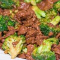 Beef With Broccoli · served with white  rice.