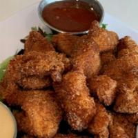 Stage Divers · Japanese style crispy panko chicken bites. Served with headbanger, creamy ginger, and sweet ...