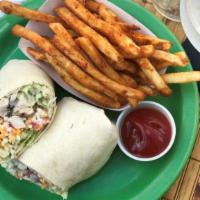 Crispy Chicken Ranch Wrap · Crispy chicken, bacon, lettuce, tomatoes and ranch dressing.