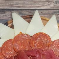 Tabla Pimiento · Aged serrano ham, chorizo cantimpalo and Manchego cheese