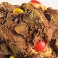 Peanut Butter Galaxy · Chocolate Swiss ice cream mixed with Reese's peanut butter cups, Reese's pieces, and peanut ...