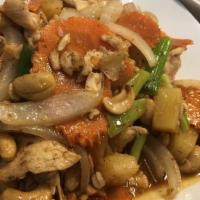 Chicken With Cashew Nuts (Lunch) · Served with fried rice.