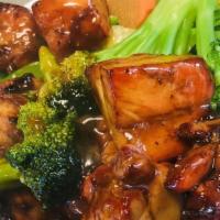 14 Bourbon Chicken (Dinner Entrée) · Served with fried rice.