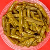 Green Beans · Tender, delicious green beans. TDT seasons 'em just right then simmers them.
