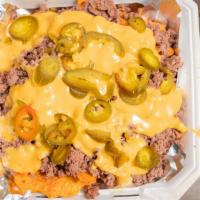 Nachos · Beef, Cheese, Hot Peppers Chips.