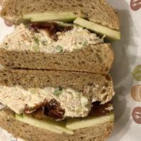 Chicken Salad & Apples Sandwich · Nuts. Homemade chicken salad, blue cheese dressing, granny smith apples, hickory-smoked bacon.