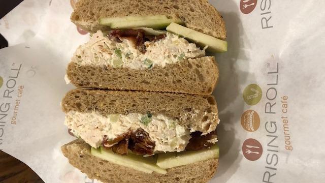 Chicken Salad & Apples · Homemade chicken salad, blue cheese dressing, hickory smoked bacon, granny smith apples. *our chicken salad is made with almonds.