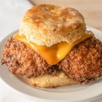 Mother Of All Biscuits · Crispy, fried dill chicken breast and cheese. Served on a fluffy, buttermilk biscuit.