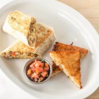 Breakfast Wrap · Flour tortilla wrap with scrambled egg, pico de gallo, sausage patty, onion, bell peppers, c...