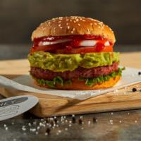 Healthy Burger · Beyond burger on a sesame bun topped with lettuce, tomatoes, white onions, pickles, ketchup,...