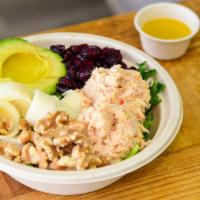 Spring Salad Large · Green mix, tuna mix, the heart of palms, dry cranberries, avocado, walnuts, and honey mustar...