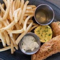 Fish & Chips · Fish and chips, beer battered cod, french fries, apple cider gastrique