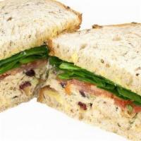 Chicken Salad Sandwich · Chicken salad, made with grilled chicken breast, red grapes, celery, dried cranberries, and ...