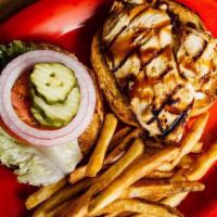 Chargrilled Chicken Sandwich With One Side · Marinated grilled chicken sandwich (recommended on a bun) with your choice of side. Addition...