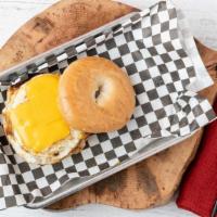 Porky Bitch · Your choice of fresh-baked bagel with Sausage, Egg and Cheese.