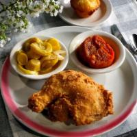 Fried Springer Mountain Chicken (Dark Meat) · Includes 2 sides and choice of bread. We are the only restaurant in town that cooks premium ...