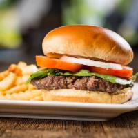 Burger · 1/2 lb. Ground beef patty with lettuce, tomato & onion bringing you the ultimate in tenderne...