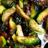 Caramelized Brussels Sprouts · Bacon, honey, and dijon mustard.