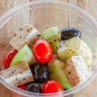 Benny’S Salad · Cucumbers, tomatoes, black olives, tofu