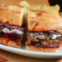 Steak & Cheese · Marinated Steak, Provolone Cheese, Caramelized Onions, Red Onions, Roasted Mushrooms, and Ho...