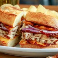 Marinated Grilled Chicken · Marinated Grilled Chicken, Smoked Gouda Cheese, Applewood Smoked Bacon, Red Onions, and our ...