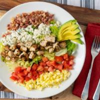 Brewer’S Cobb · Grilled chicken with mixed greens, bacon, Gorgonzola, avocado, tomatoes, eggs + choice of dr...