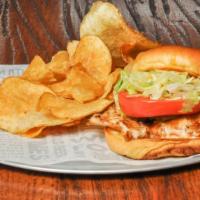 Chargrilled Chicken Sandwich · Six ounce grilled chicken breast with shredded lettuce, pickles, tomatoes & our secret sauce.