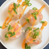Japanese Shumai Shrimp · Housemade Japanese Shumai Shrimp. 3 Generation Recipe. Four pieces.