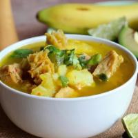 Mondongo Big · Tripe stew and vegetables, with rice, avocado and salad.