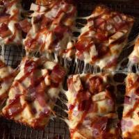 Small Bbq Chicken Pizza · BBQ sauce, premium mozzarella, grilled chicken, bacon & red onions 300-430 cal / slice