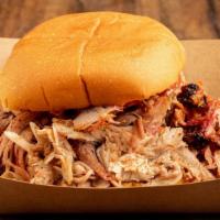Low & Slow Pecan-Smoked Pulled Pork Sandwich · 