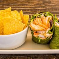 Caesar Seafood Wrap · Grilled Jumbo Shrimp and Crab Meat, Romaine Lettuce, and Grated Parmesan. Served in a 12