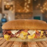 The Strami® · It's never too early for The Strami. Sliced and grilled pastrami, scrambled eggs, white Amer...