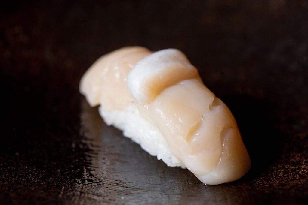 Hotate (Scallop) Nigiri · on top of sushi rice