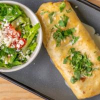 Chimichanga · Includes French Fries or  Salad 
Steak and chicken,rice , beans, cheese, cilantro, onion, ch...