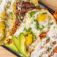 Chilaquiles Divorciados With Steak Or Chicken · 