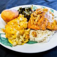 Grilled Salmon (5 Oz.) · Fresh Salmon filet served with two sides.