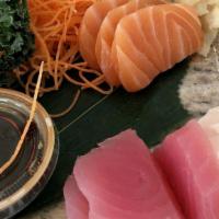 Sashimi Appetizer · Tuna, salmon, and escolar.