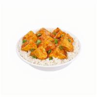Crispy Firecracker Tofu · Spicy - Starts sweet, finishes with a spicy kick, garnished with green onions.