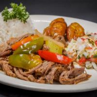 Shredded Beef · Shredded Beef with maduros and cole salad