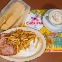 Continental Breakfast · Fried or scrambled egg with ham, link sausage or chorizo. Choose one side (French fries, has...